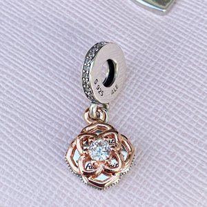 PANDORA Two-tone Rose Dangle Charm
